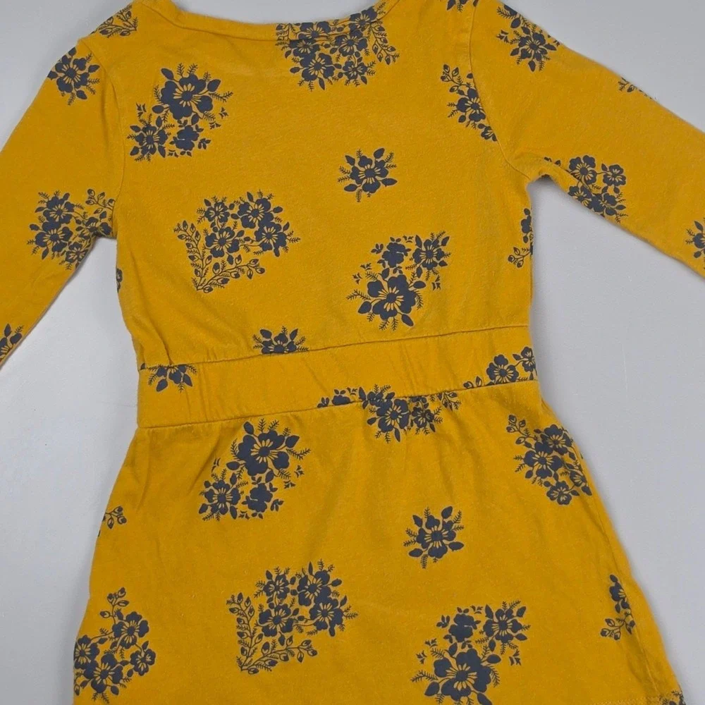 Old Navy Floral Long Sleeve Dress Girls 2T Yellow Excellent Cotton Jersey